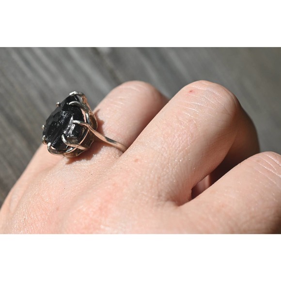 Obsidian Ring, raw stone rings - Picture 2 of 3